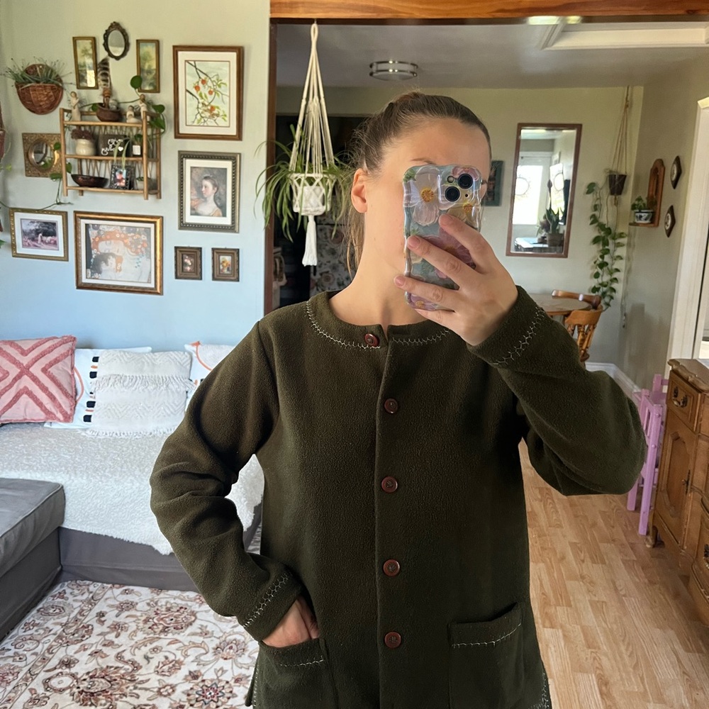 Vintage Dark Green Women's Teddy Jacket